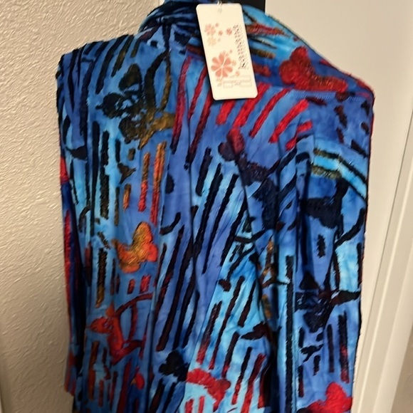 Blue colorful contemporary cardigan NWT size medium career classy - Picture 8 of 10
